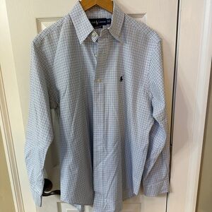 Ralph Lauren Classic Fit Blue Plaid Dress Shirt Size 15 1/2